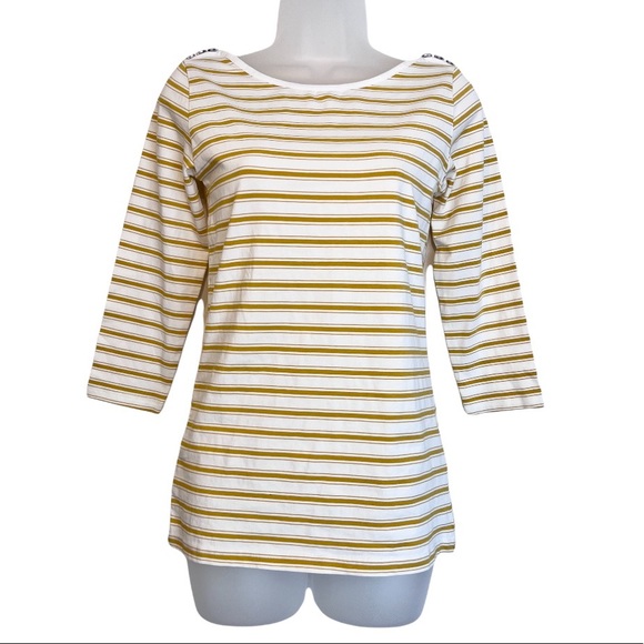 Matilda Jane Sunny Boatneck Tee Striped w/ Gingham Buttons Size Small - Picture 2 of 8